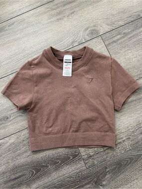 Gymshark Short Sleeve Crop Sweater Tee - Mauve Brown Women’s Size Small